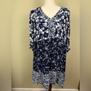 J Jill navy floral dress size small preowned
